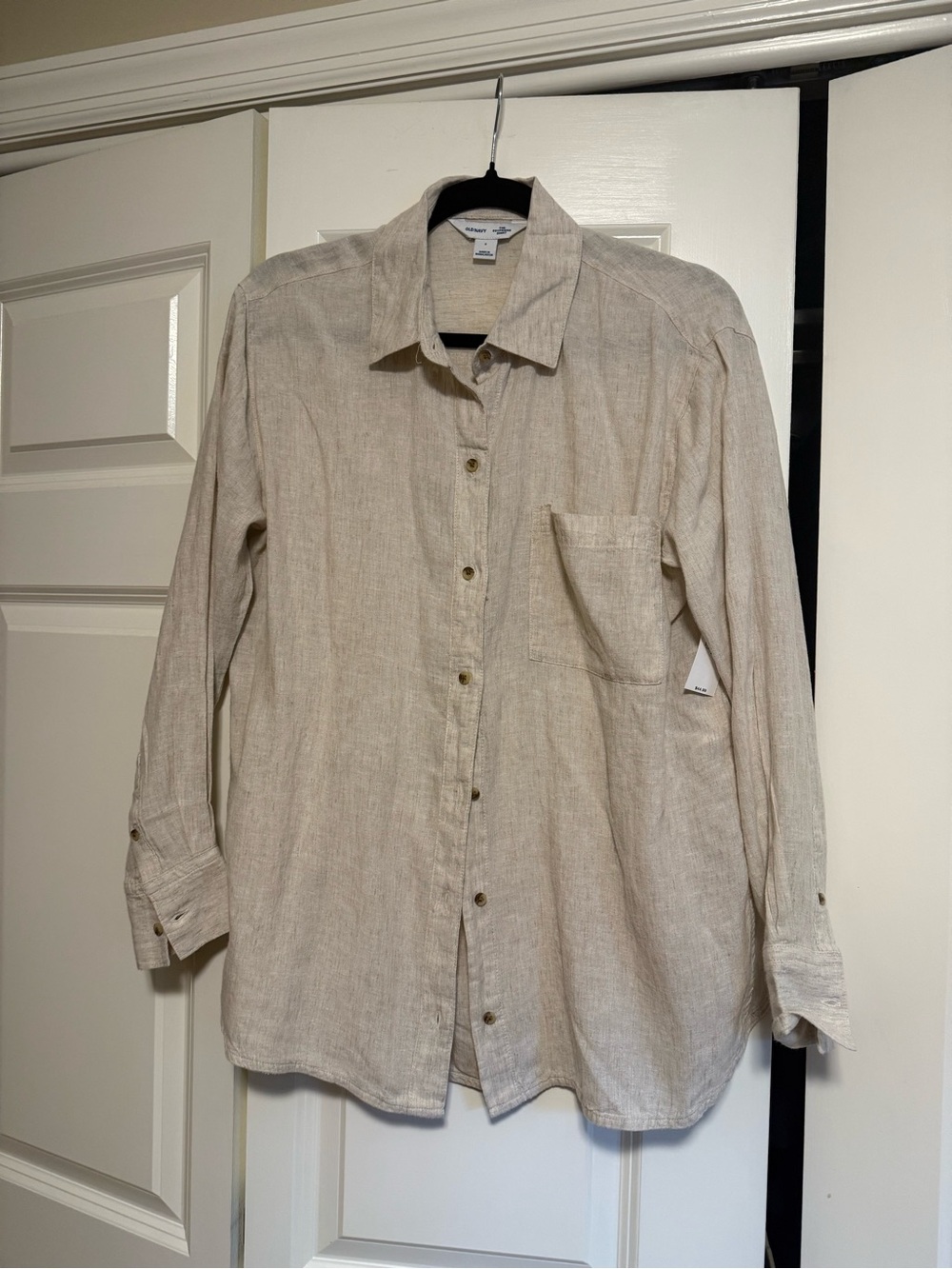 Old Navy Light Beige Linen Button-Up Shirt